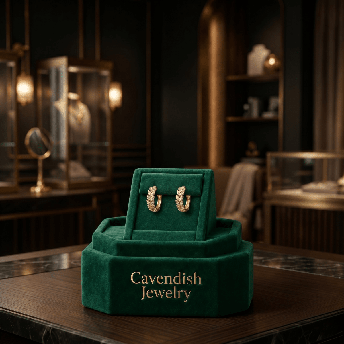 Emerald Leaf Earrings - Cavendish Jewelry